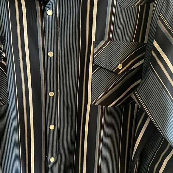 High Noon Rodeo Western Men’s navy blue Pearl snaps 2XL Tall button down shirt - Picture 8 of 14